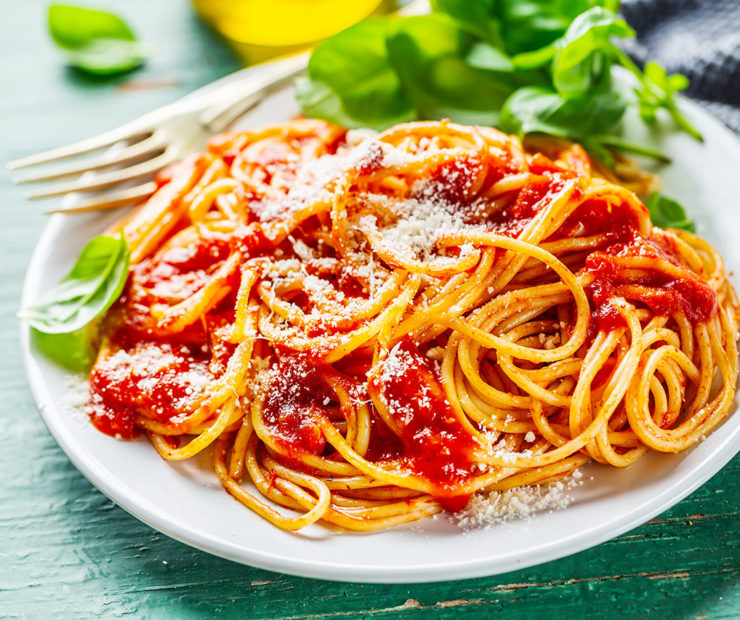Tasty Italian Spaghetti With Tomato Sauce